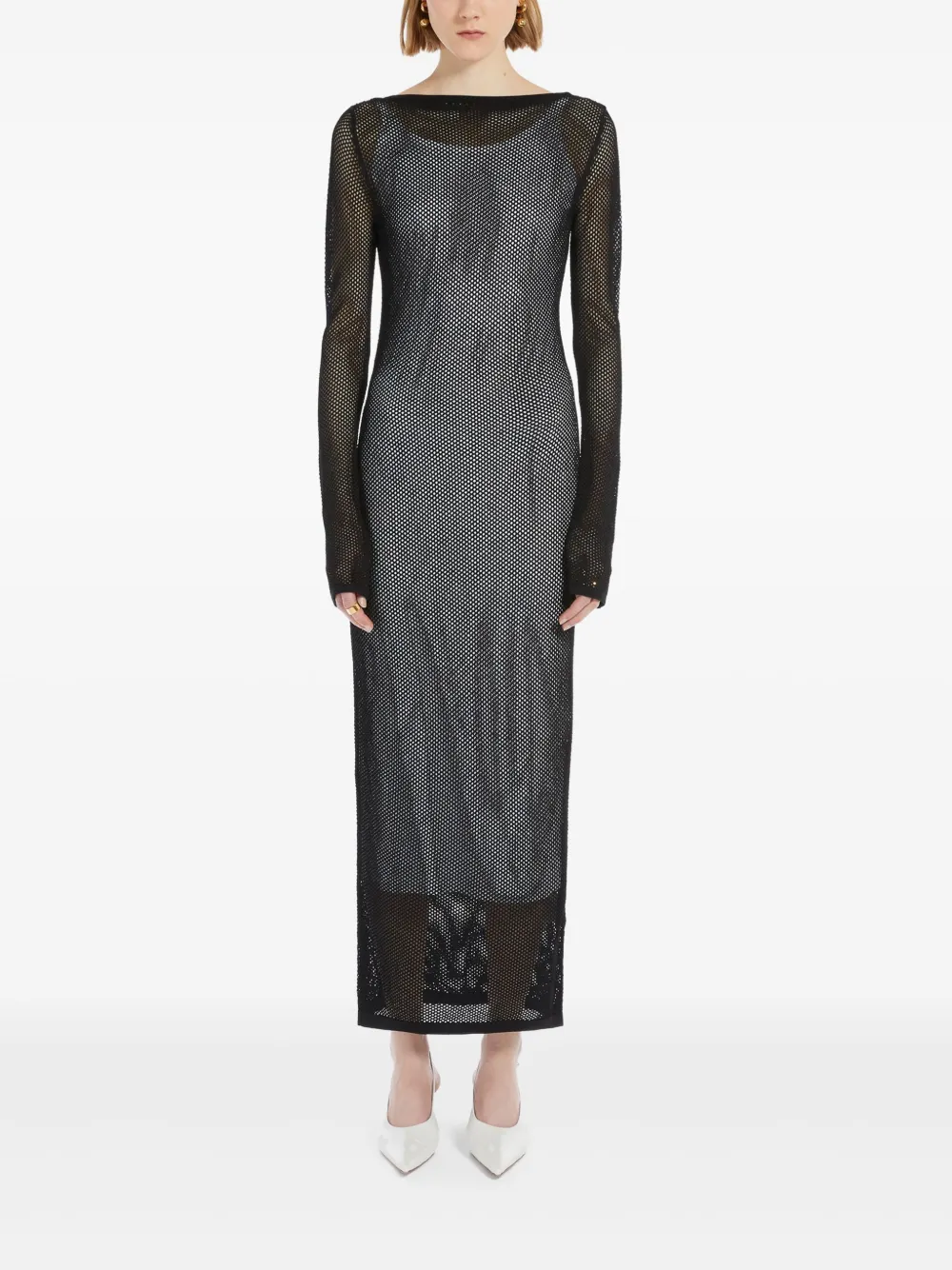 Sportmax mesh long-sleeve dress - Zwart