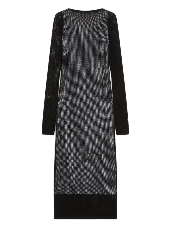 【送料&関税込】SportMax llic Mesh Dress With Cut Out Black Maxi Dress - Sleeveless Maxi Dress - Sheer Mesh Dress
