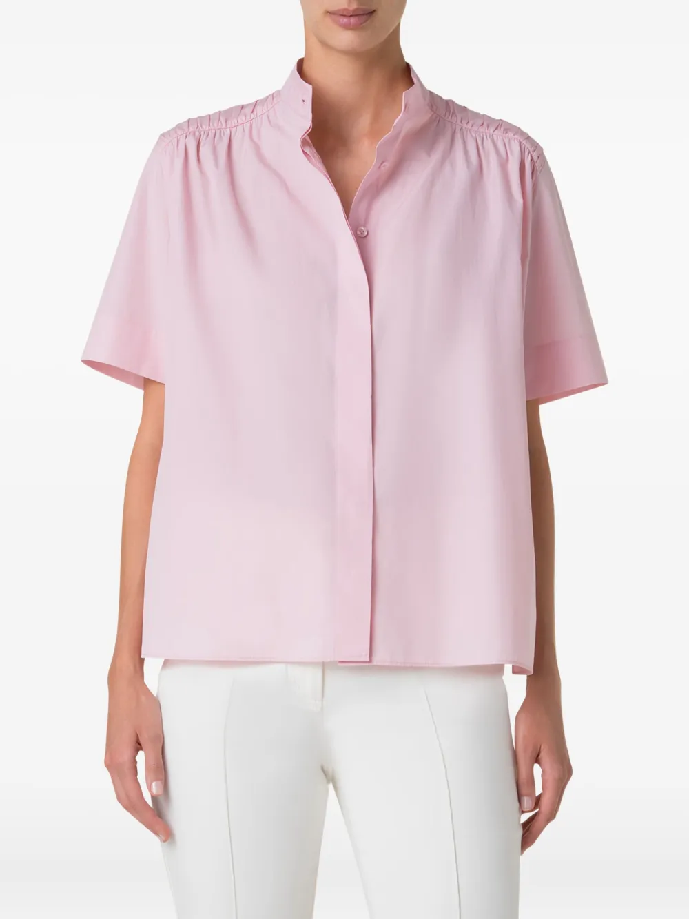 Akris gathered-shoulder shirt - Roze