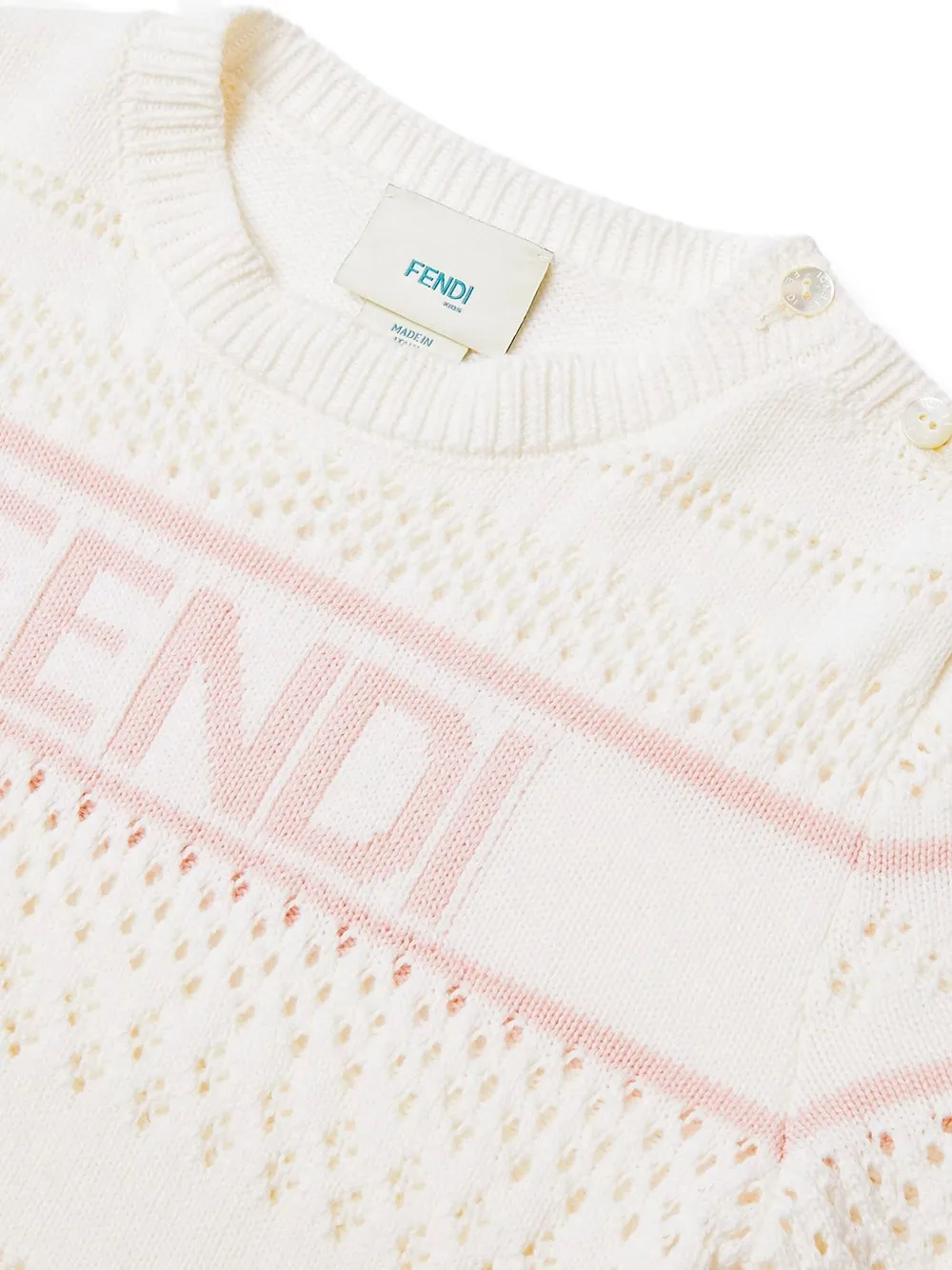 Fendi Kids Gebreid T-shirt met logo-intarsia Wit