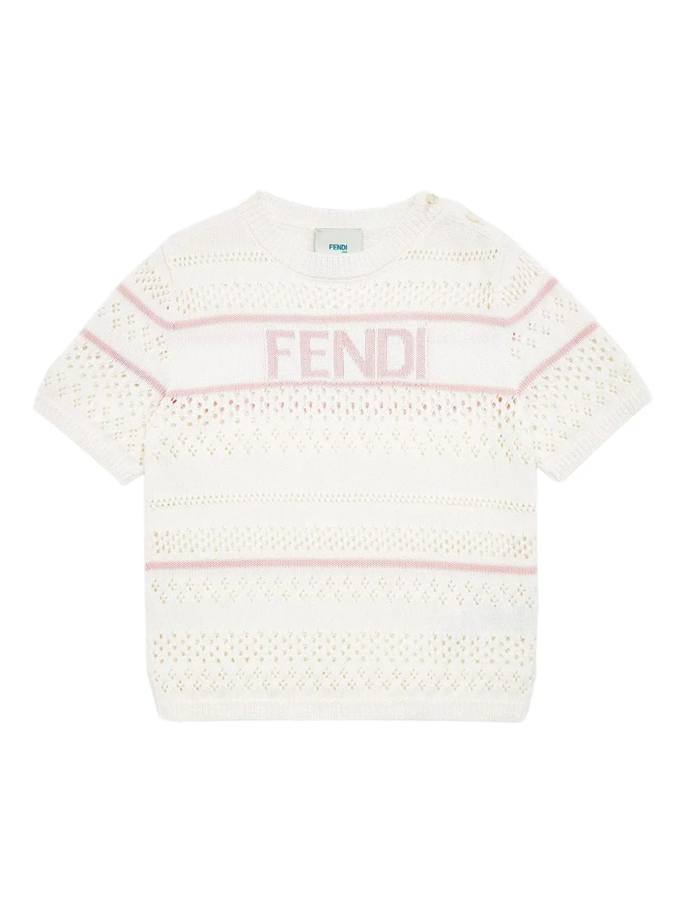 Fendi Kids Gebreid T-shirt met logo-intarsia Wit