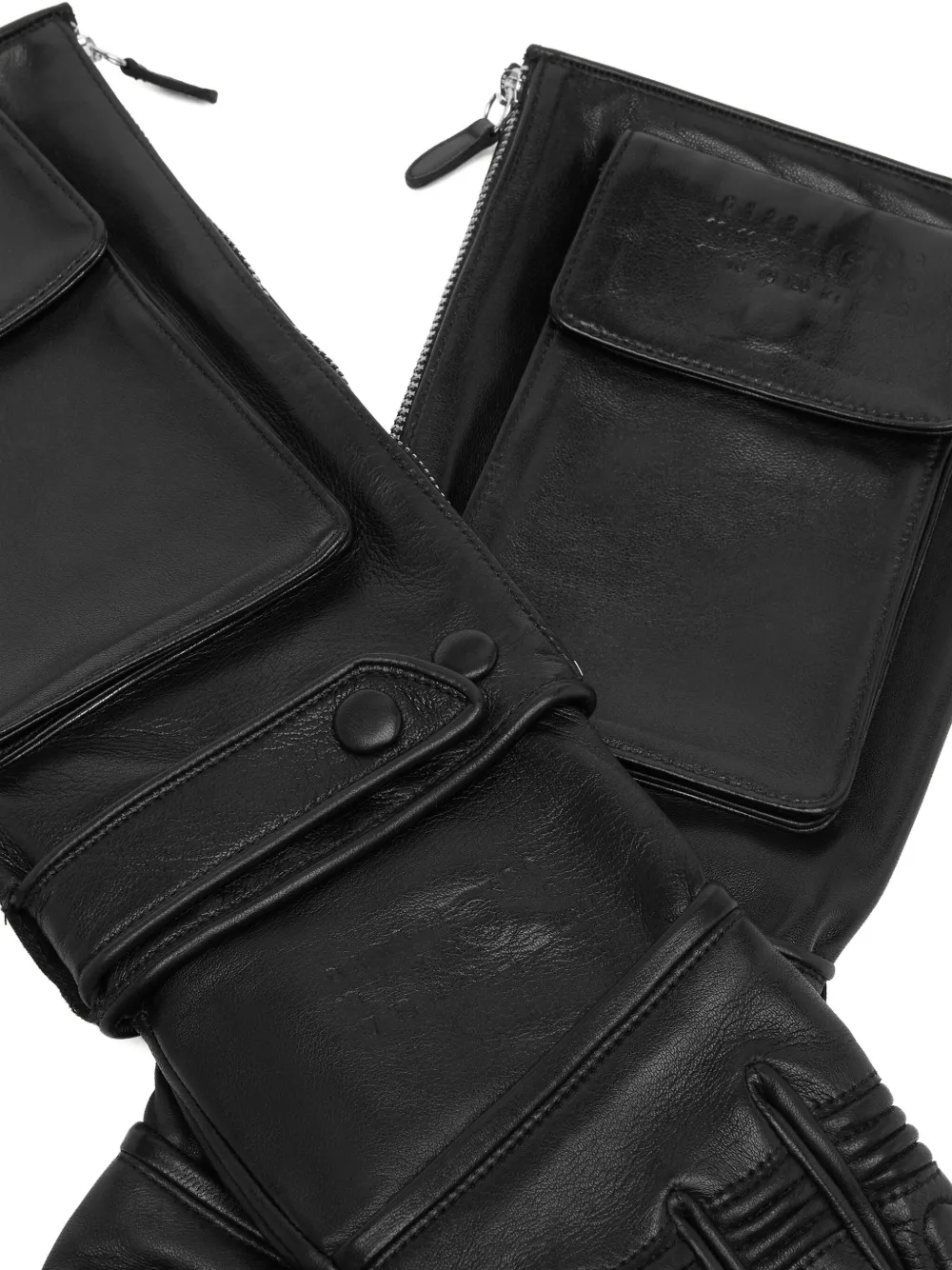 MM6 Maison Margiela Leren handschoenen met zakdetail Zwart
