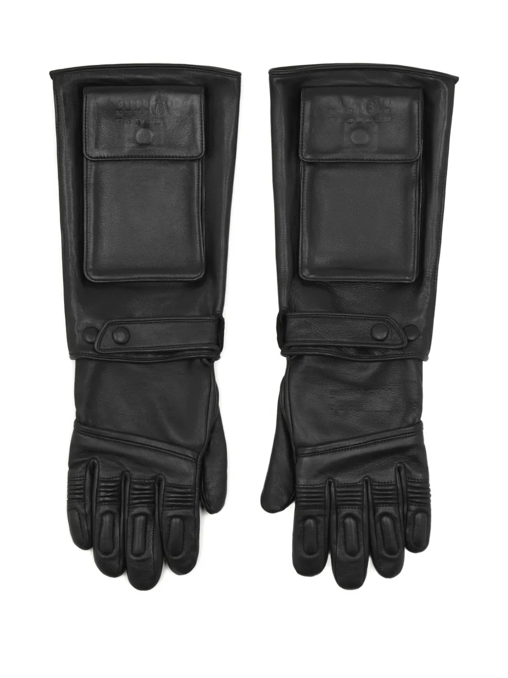 MM6 Maison Margiela Leren handschoenen met zakdetail Zwart