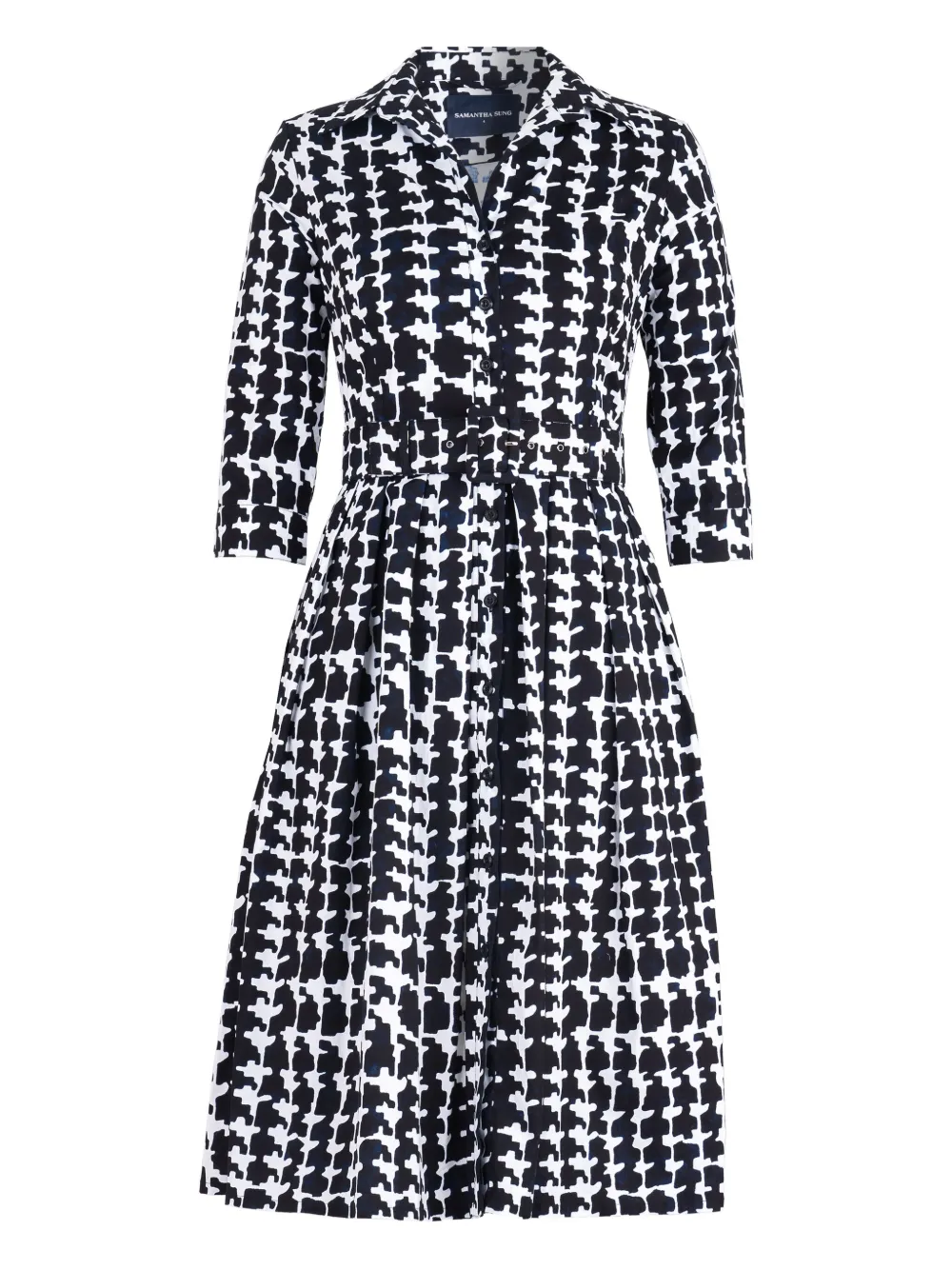 Samantha Sung geometric-print midi dress - Bianco
