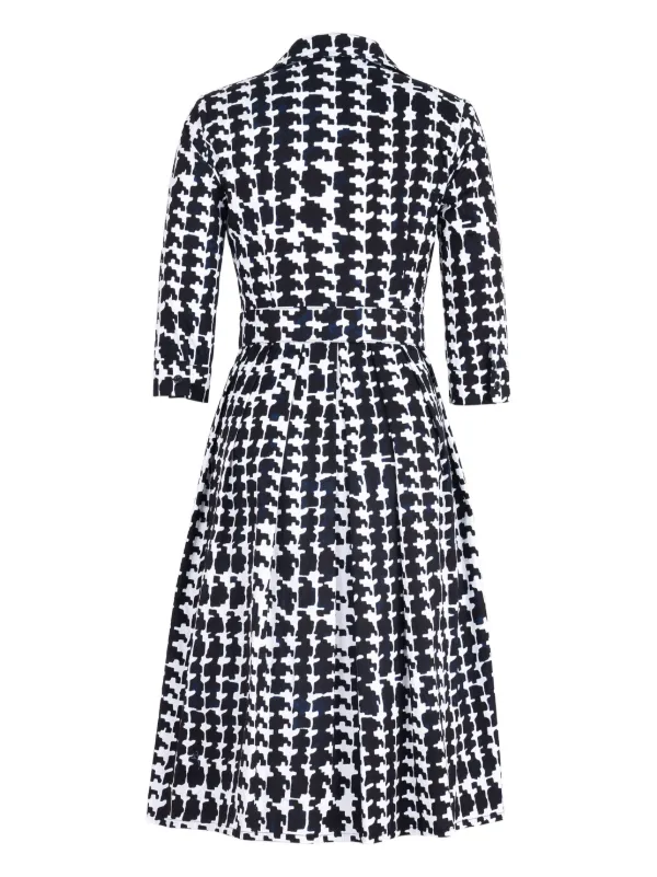 knee length dresses for ladies Geometric Print Midi Dress | Elegant and Feminine