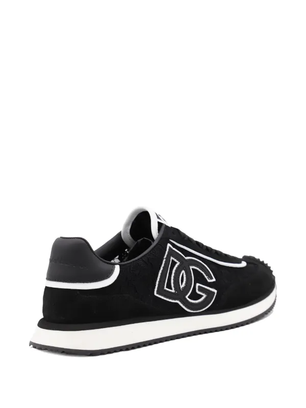 【D&G】スニーカー NAPPATO STAMPA ブラック ロゴ Calfskin nappa Portofino sneakers with DG logo print in