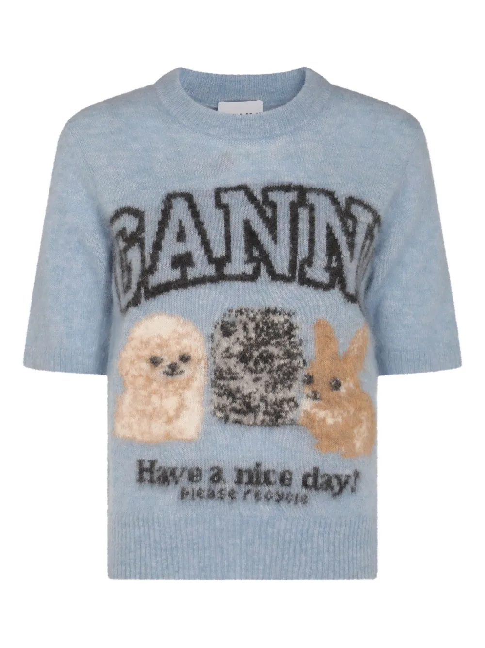 GANNI INTARSIA-KNIT TOP 