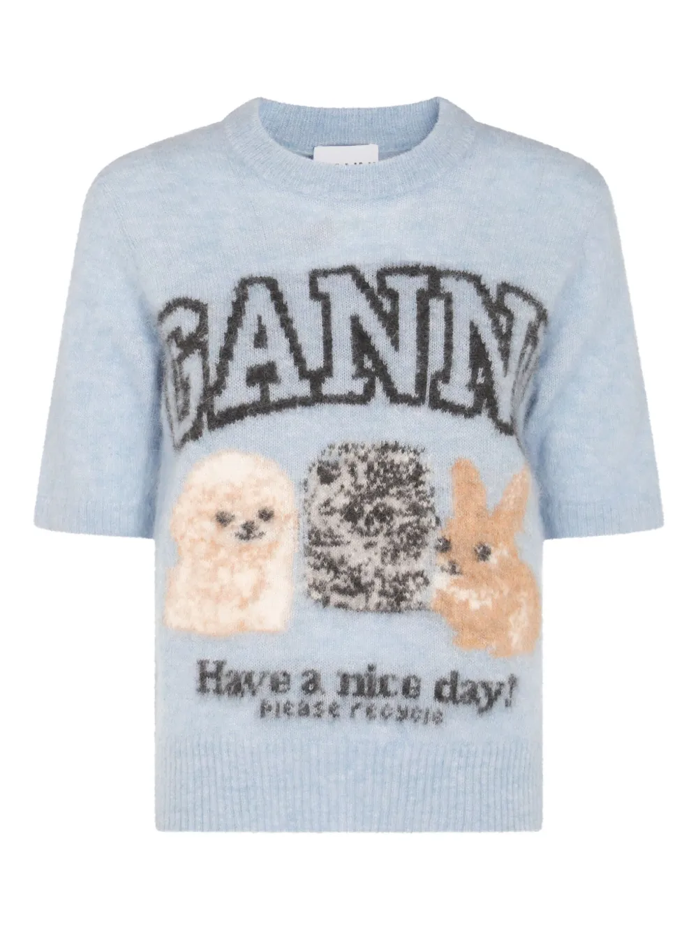 GANNI INTARSIA-KNIT TOP 