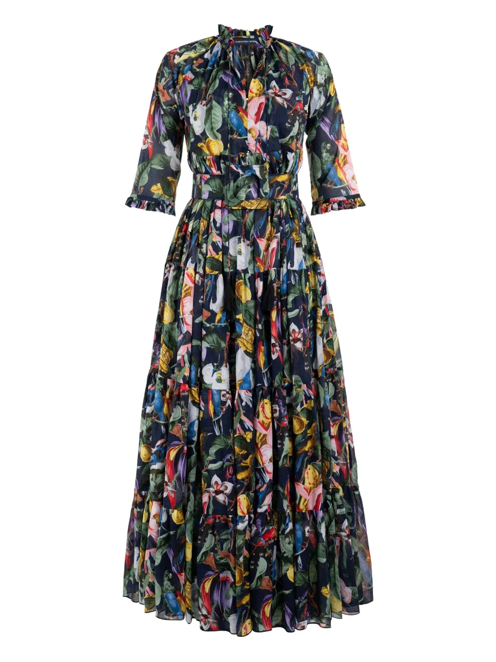 Samantha Sung Eden floral-print ruffled maxi dress - Blu
