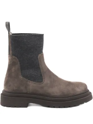 BRUNELLO CUCINELLI モニーレ付きスエードチェルシーブーツ BRUNELLO CUCINELLI モニーレ付きスエードチェルシーブーツ