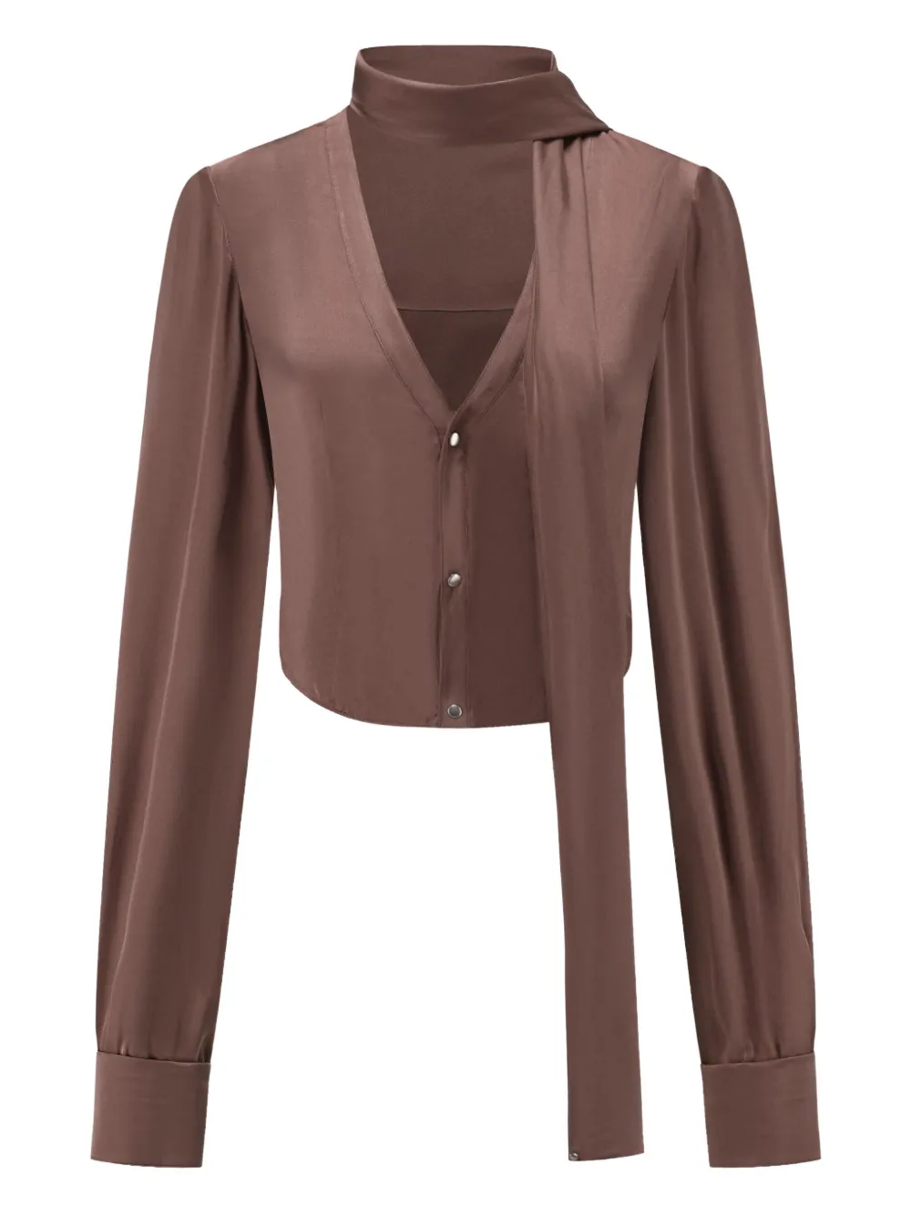 OUDE WAAG Satijnen blouse Bruin