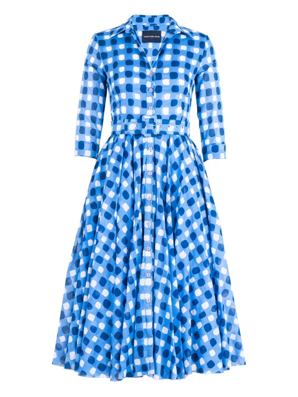 Samantha Sung vestido midi con cuadros estampados | azul | Image 1