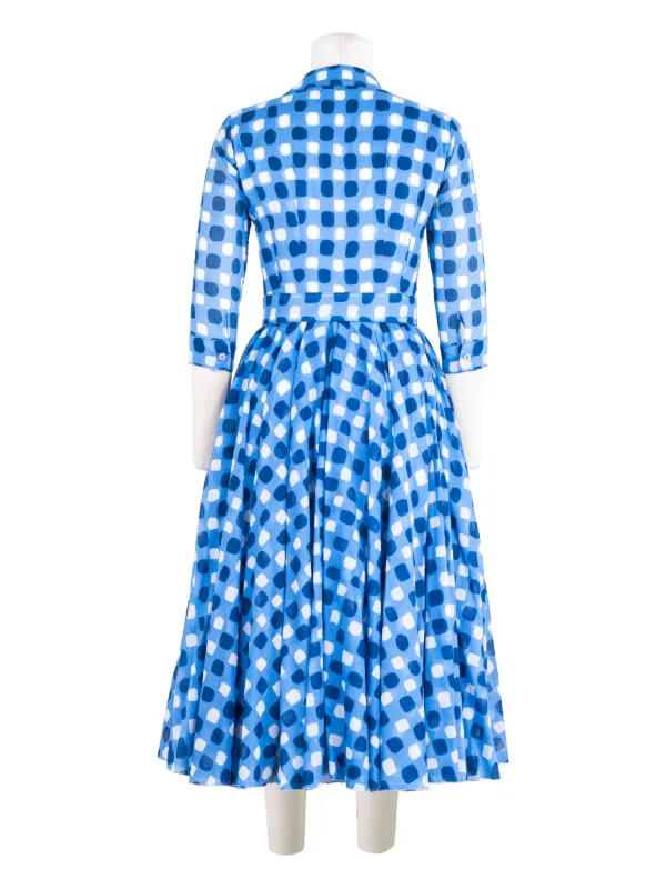 Samantha Sung check-pattern Midi Dress | Blue | FARFETCH