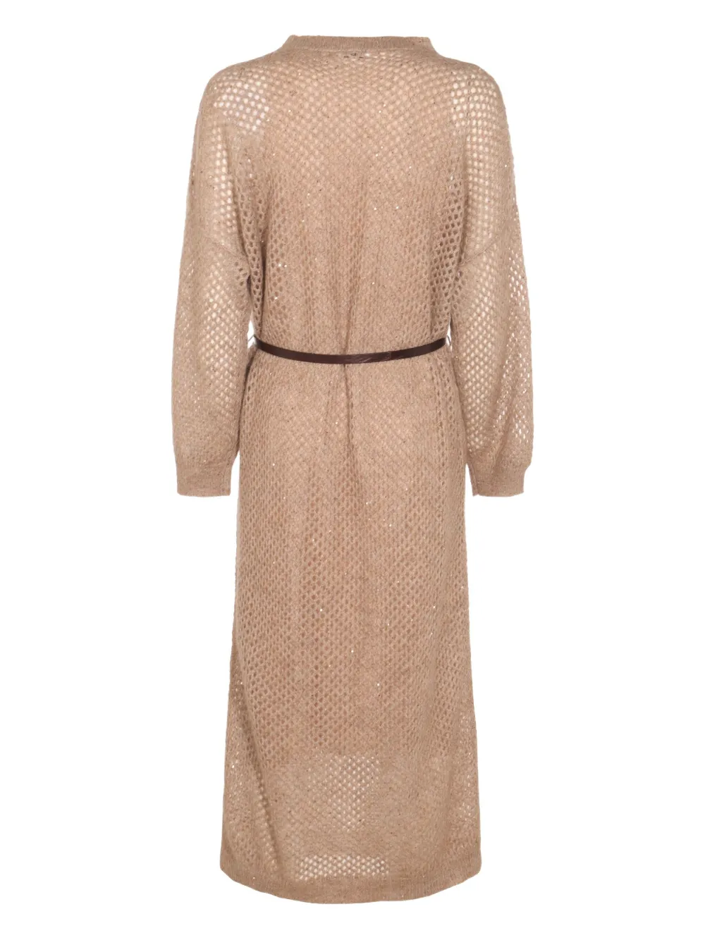 Brunello Cucinelli open-knit midi dress - Bruin