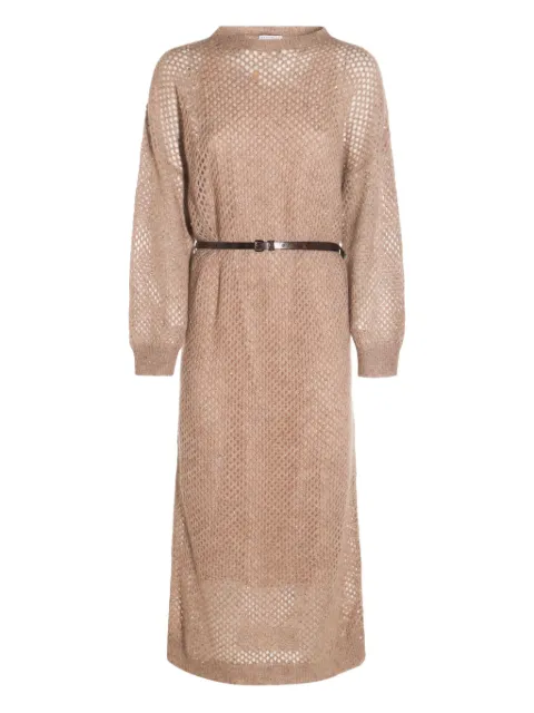 Brunello Cucinelli open-knit midi dress 