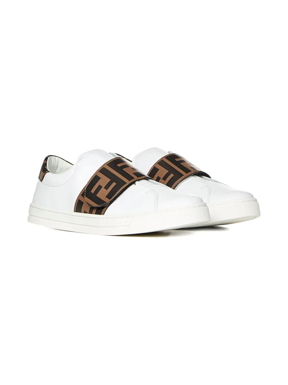Fendi Kids logo-band sneakers White