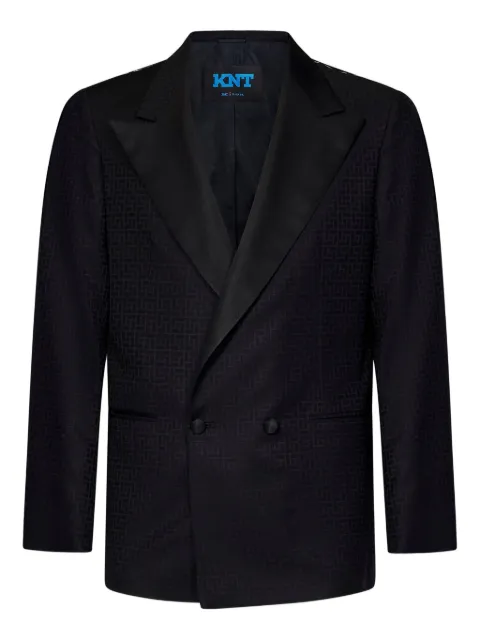 Kiton peak-lapel geometric-pattern blazer