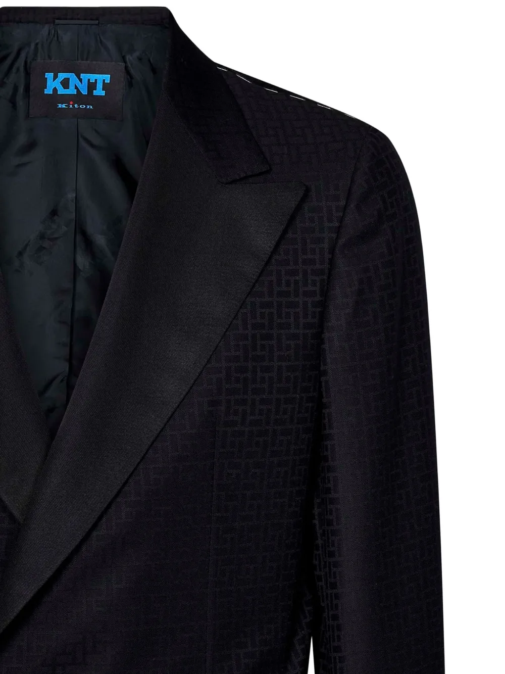 Kiton Blazer met geometrisch patroon en puntige revers Zwart
