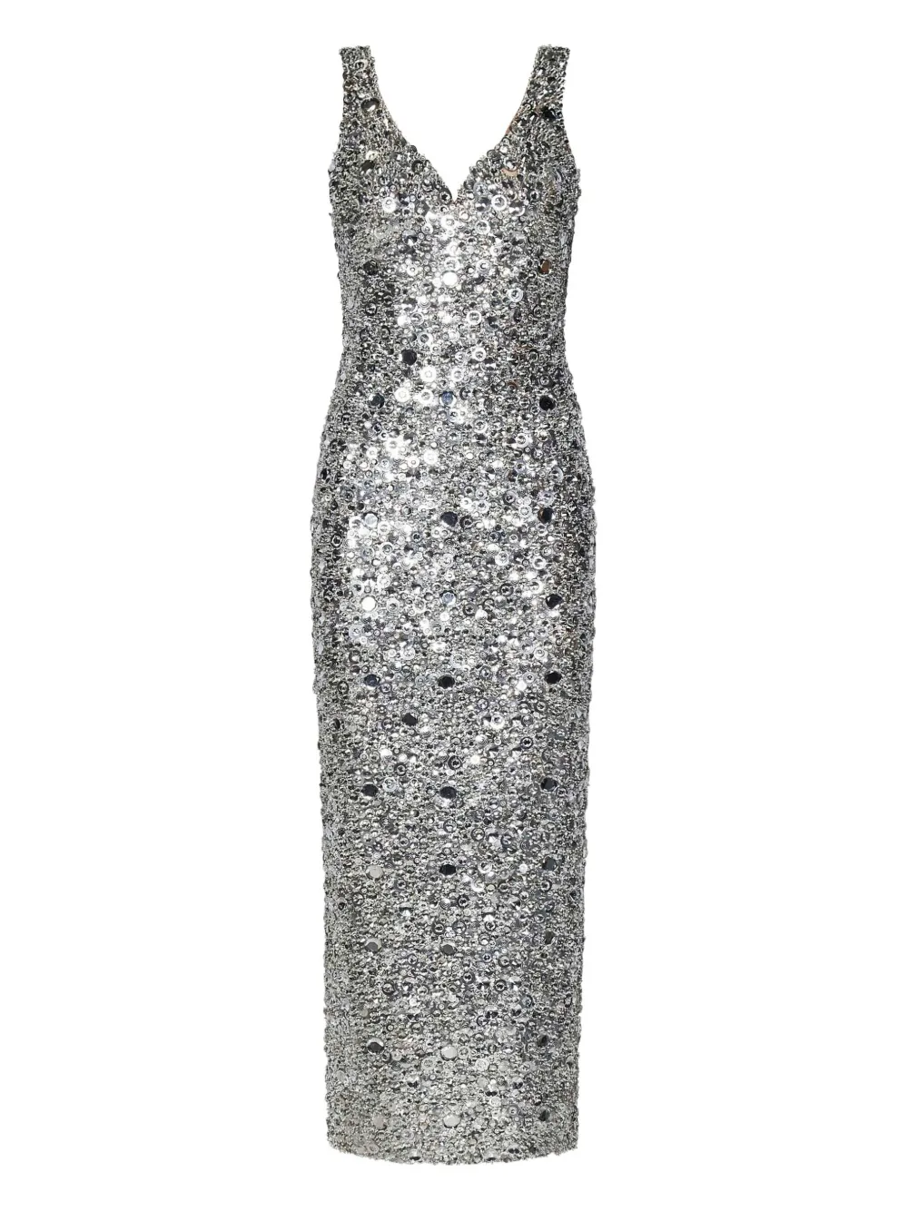 Zuhair Murad Silver tile-embellished sweetheart maxi dress Zilver