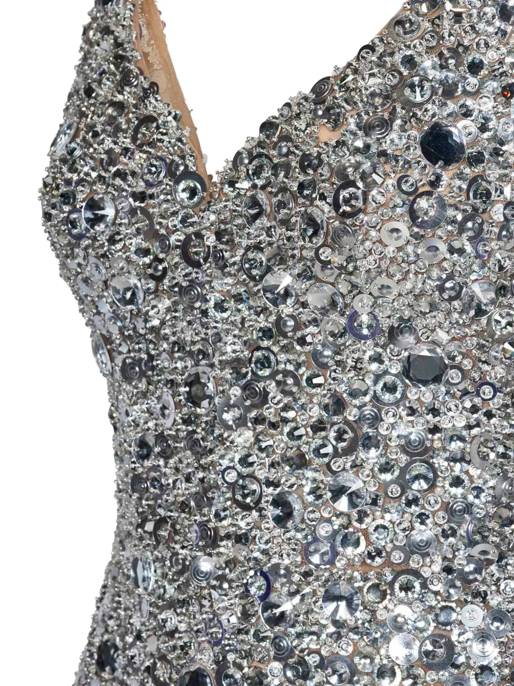 Zuhair Murad Silver tile-embellished sweetheart maxi dress Zilver