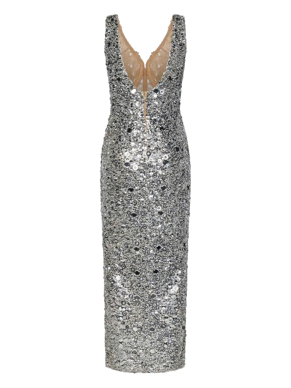 Zuhair Murad Silver tile-embellished sweetheart maxi dress Zilver