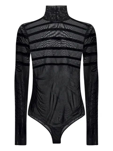 Jean Paul Gaultier Body em mesh com listras