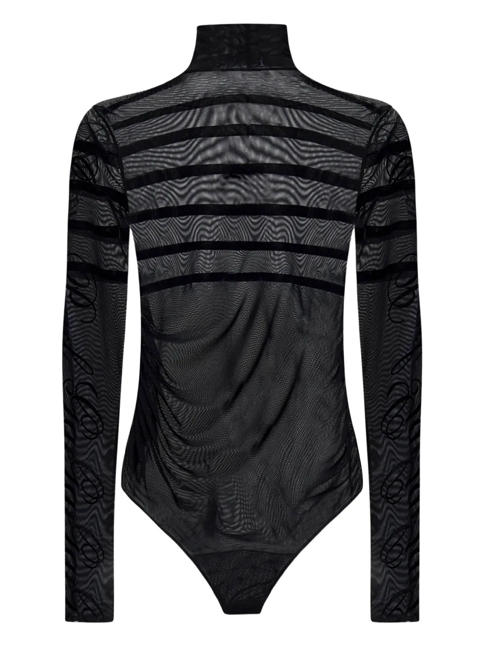 Jean Paul Gaultier Gestreepte body met mesh Zwart