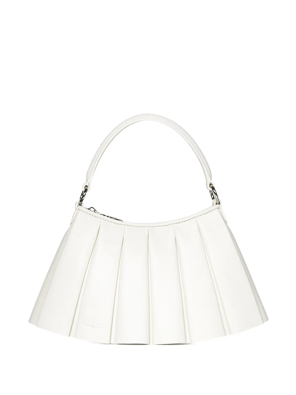 Lacoste Lenglen Pleated Leather Shoulder Bag In White