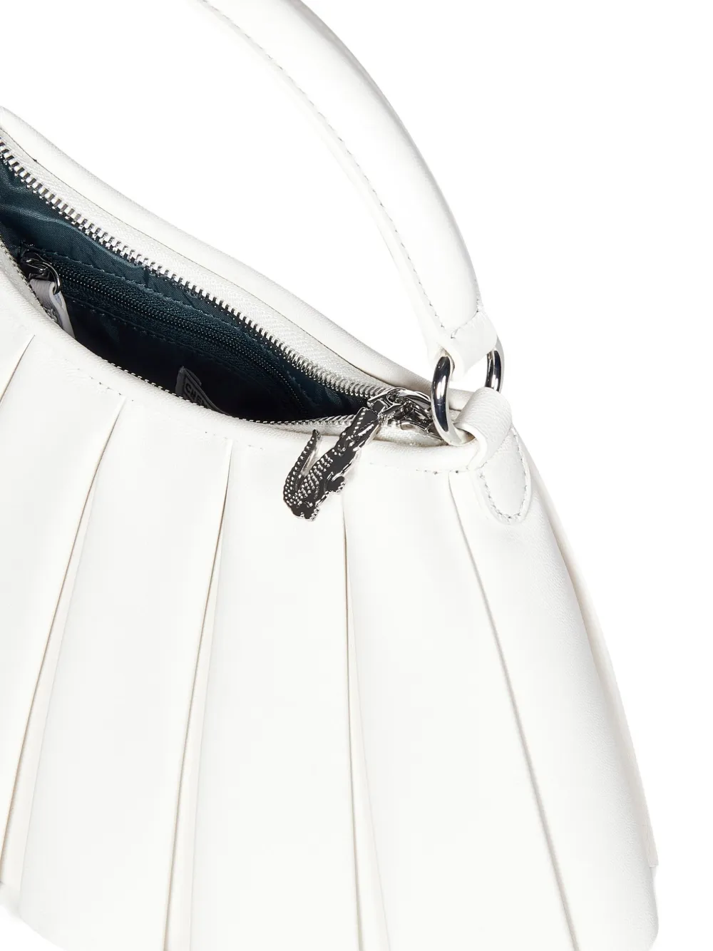 Lacoste Lenglen geplooide leren schoudertas Wit