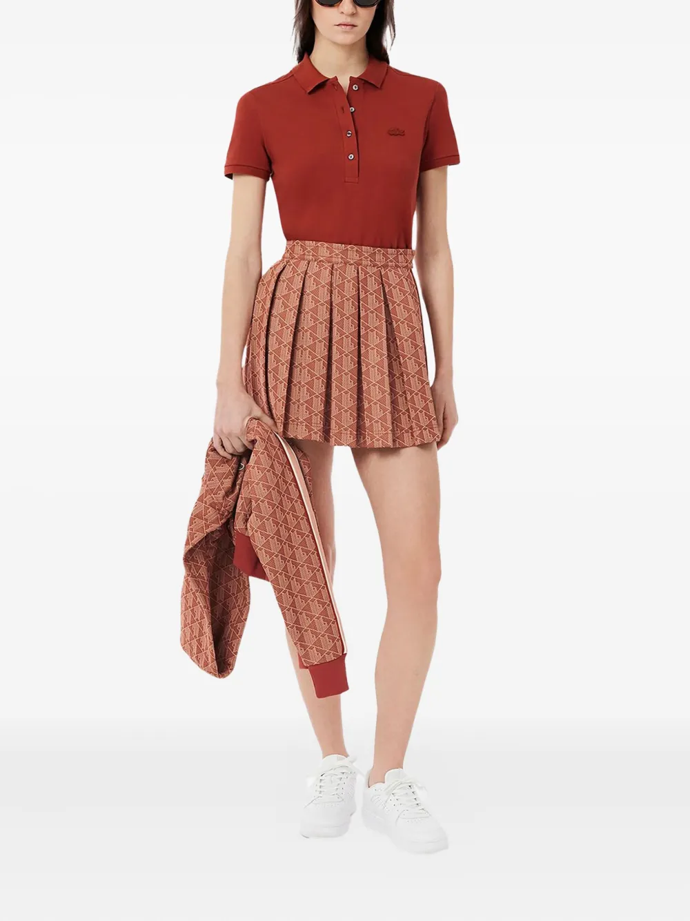 Lacoste Plooirok met geometrisch patroon Bruin