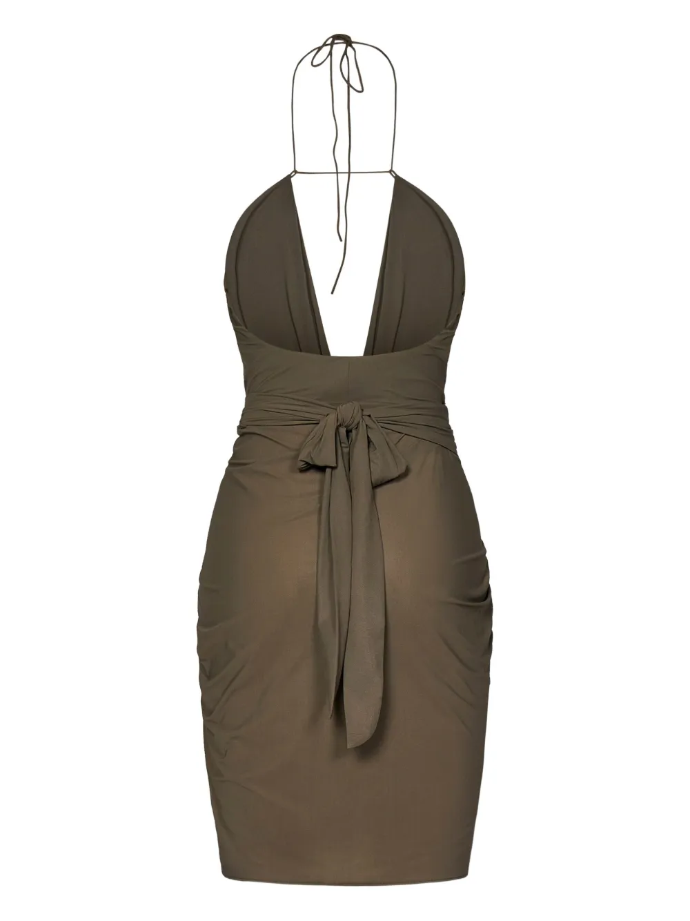 Amazuìn halterneck ruched mini dress - Groen