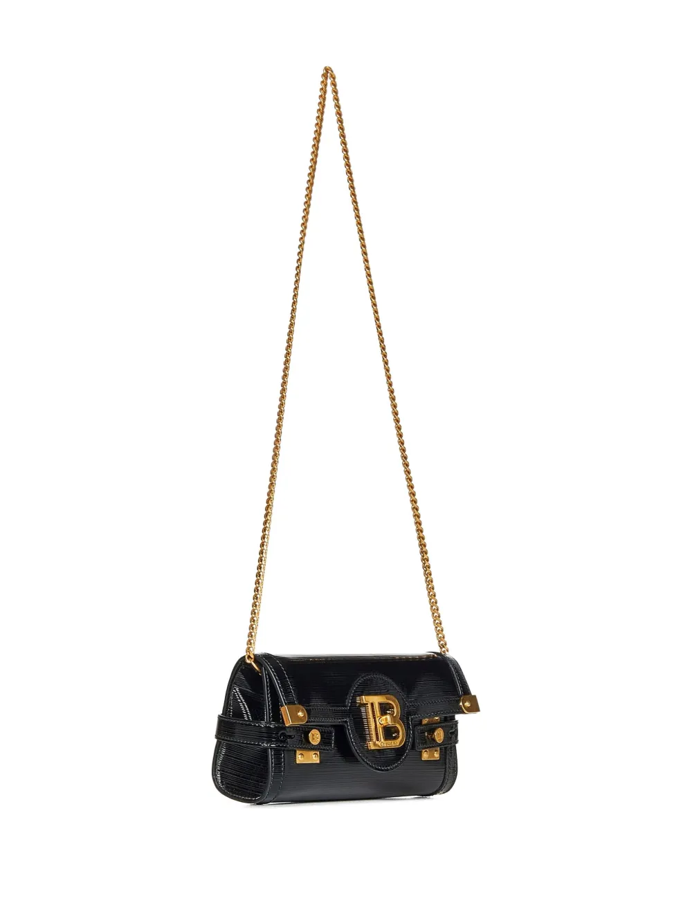 Balmain B-Buzz 23 lakleren crossbodytas met logoplakkaat Zwart