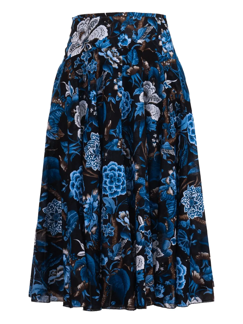 floral-print pleated midi-skirt