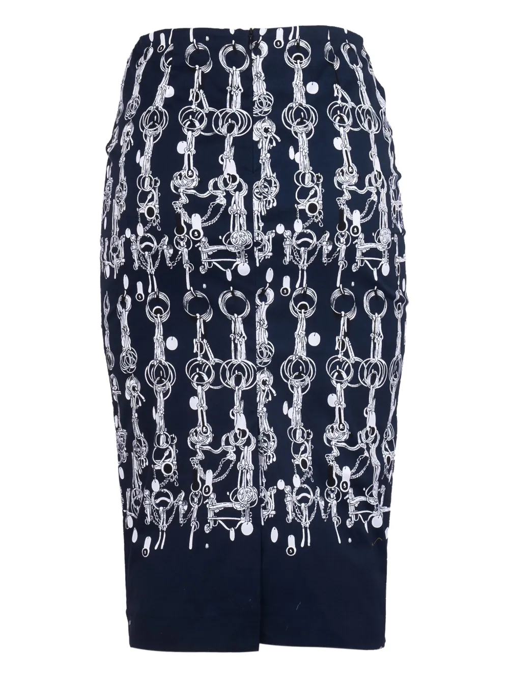 Samantha Sung Chain-link Print Pencil Skirt In Blue