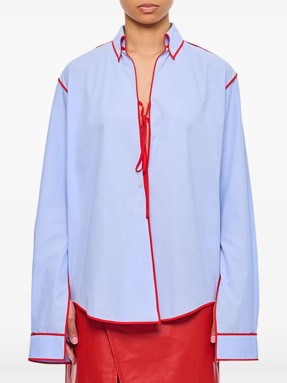 Jejia piped-trim shirt - ブルー Jejia piped-trim shirt - ブルー