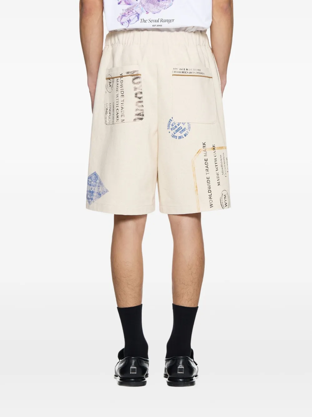 Wooyoungmi Katoenen shorts met print - Beige