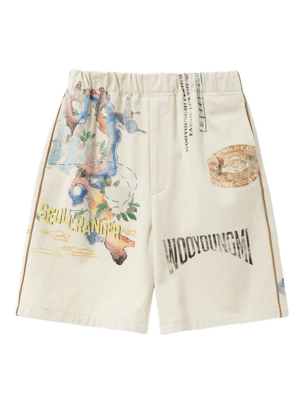 Wooyoungmi graphic-print cotton shorts | Neutrals | Image 1