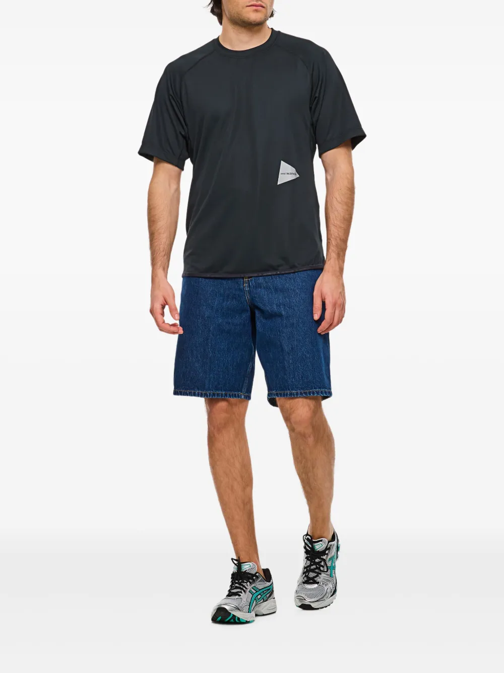 And Wander T-shirt met logoprint - Zwart
