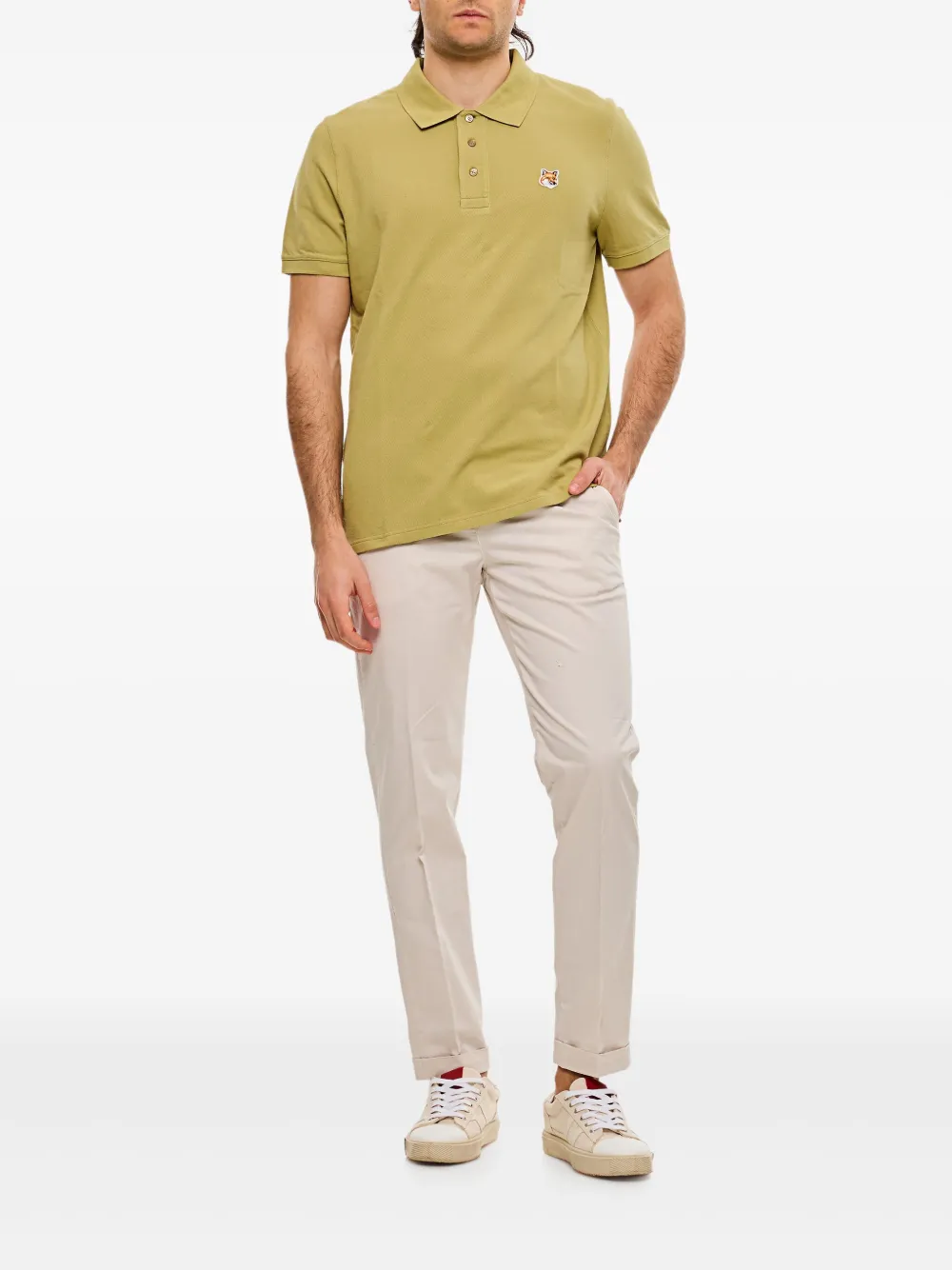 Maison Kitsuné Poloshirt met Fox Head-patch - Groen