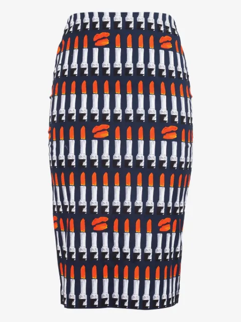Samantha Sung Chloe lipstick-print pencil skirt