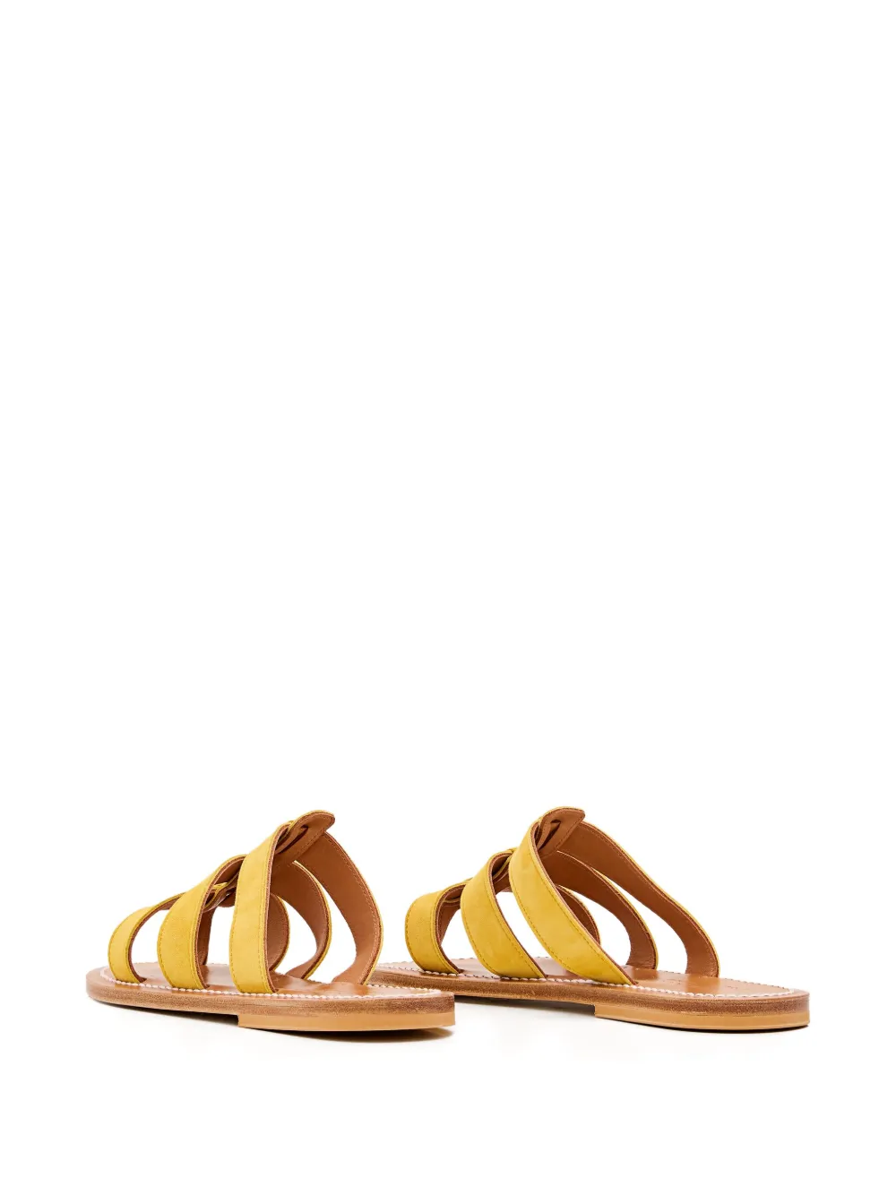 K. Jacques three-band leather flat sandals Yellow
