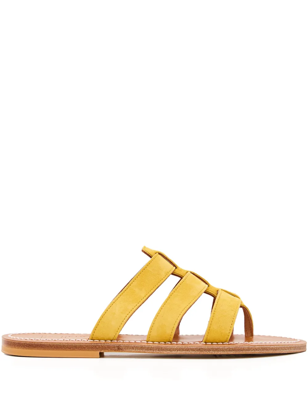 K. Jacques three-band leather flat sandals Yellow