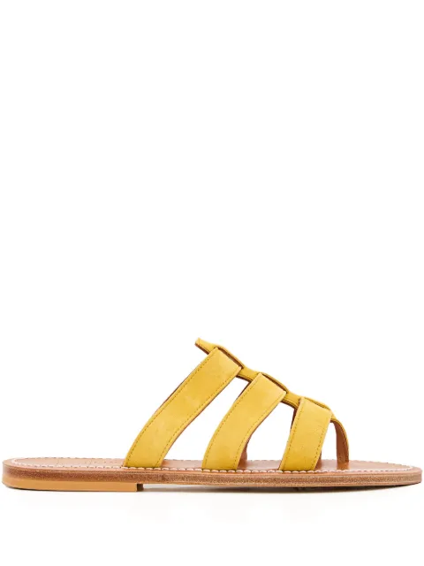 K. Jacques three-band leather flat sandals