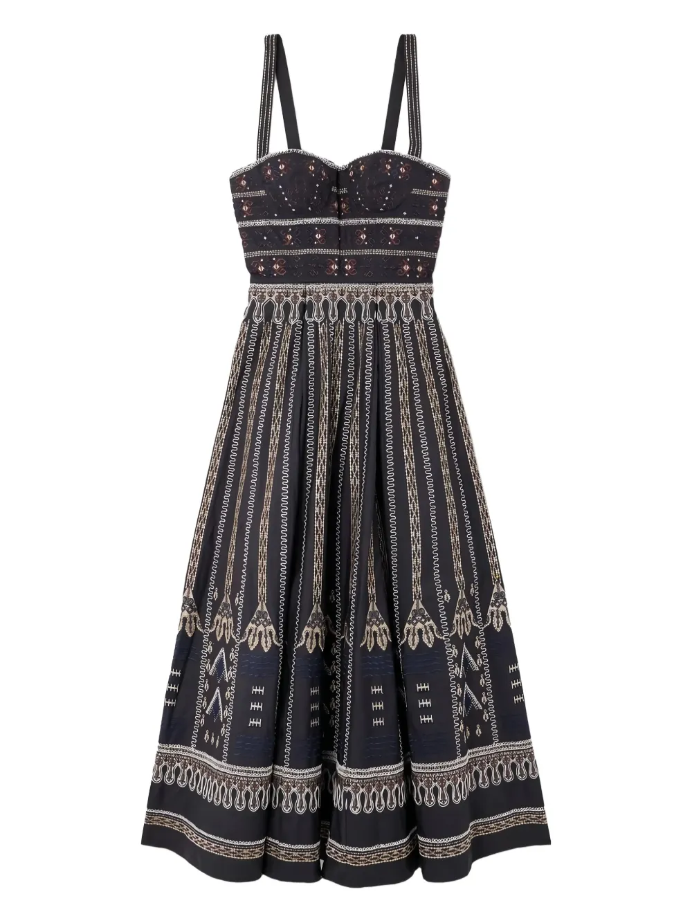 embroidered bustier midi dress