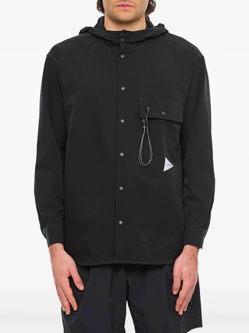 and Wander logo-print hooded jacket - ブラック and Wander logo-print hooded jacket - ブラック
