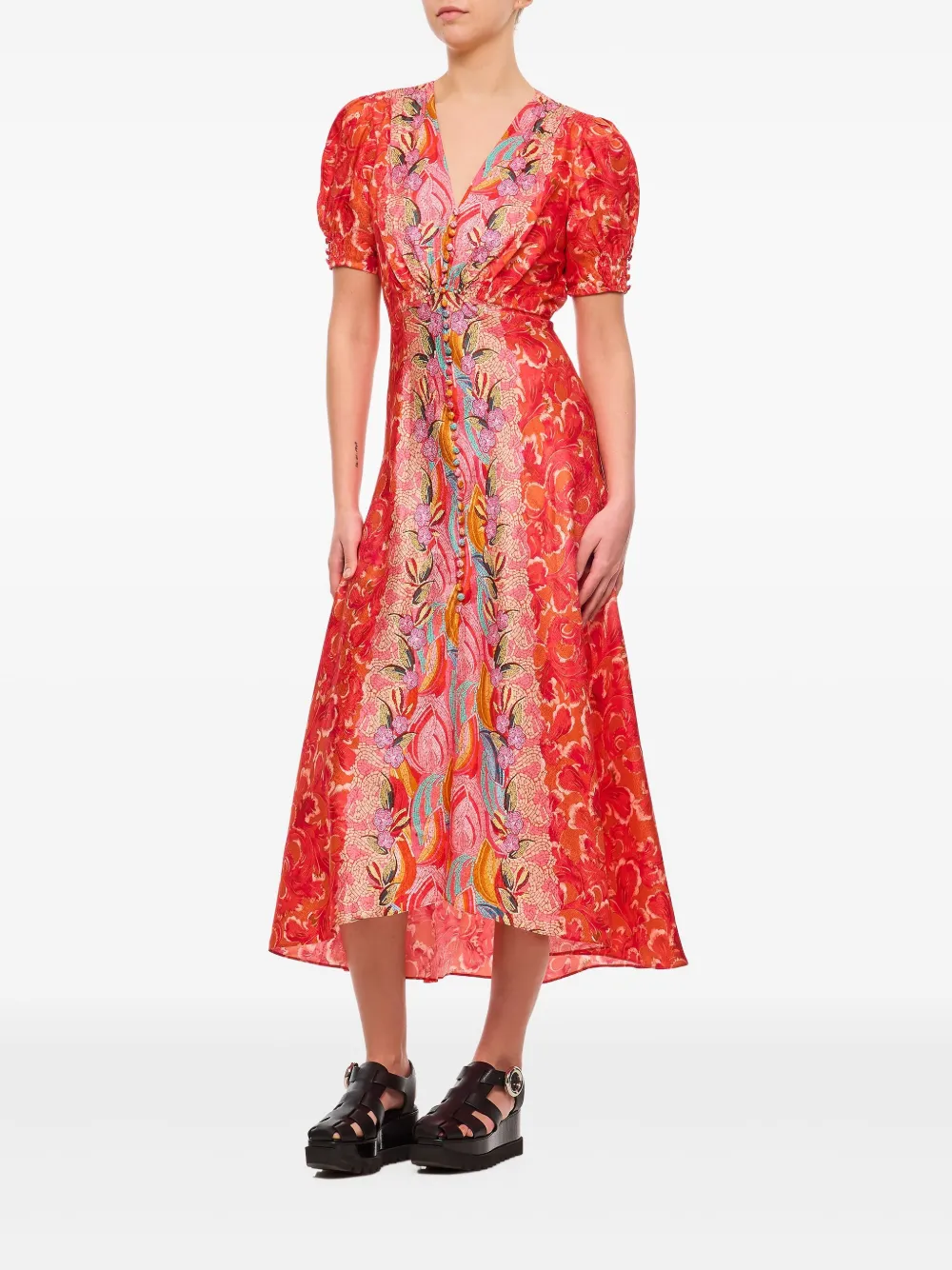 Saloni Midi-jurk - Rood