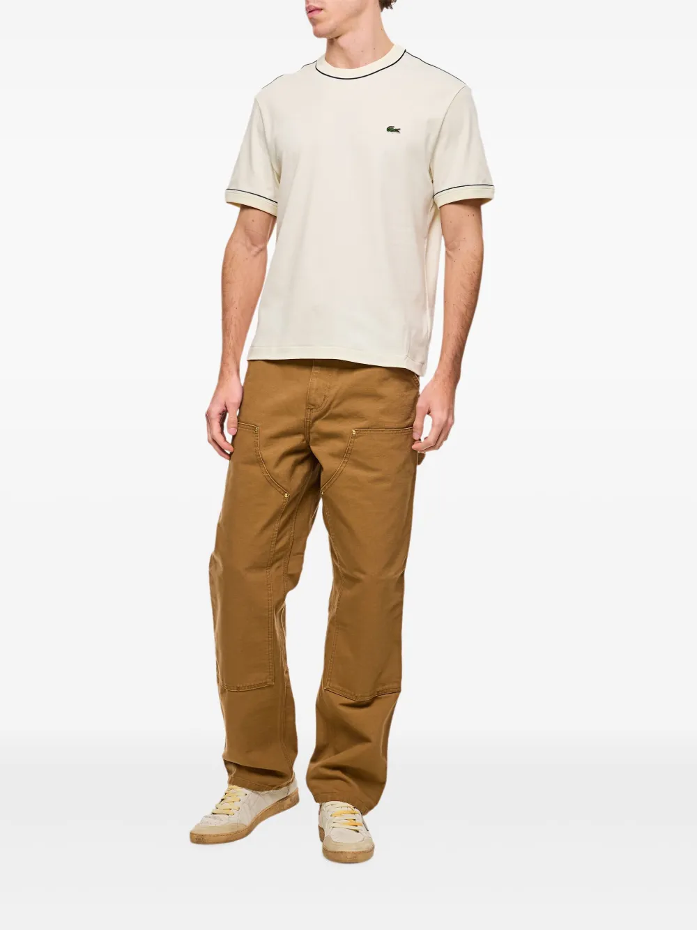 Lacoste T-shirt met logopatch - Wit