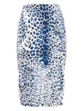 Samantha Sung leopard-print midi skirt - White