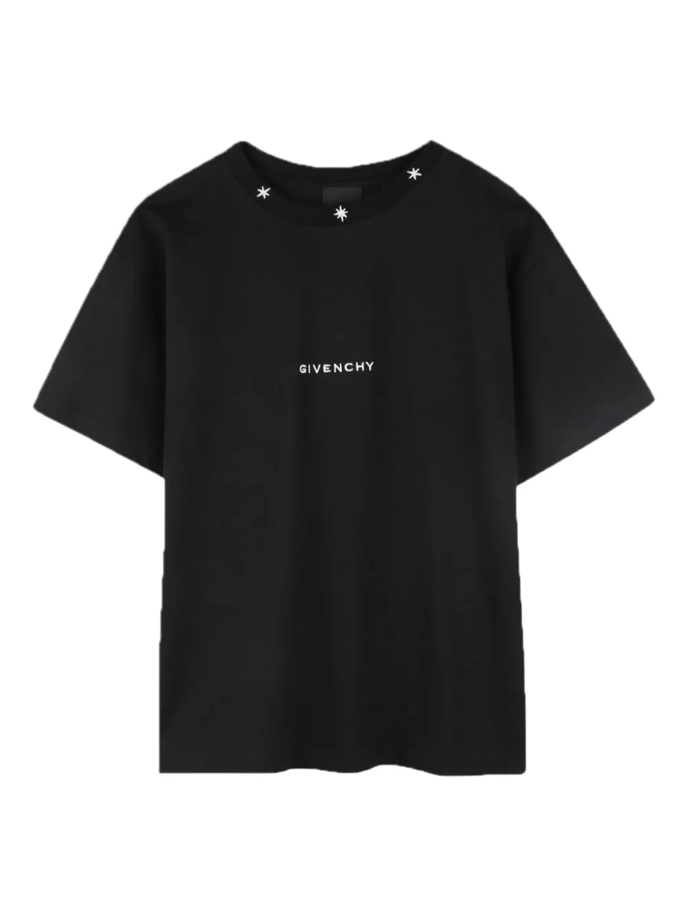 Givenchy Kids star-embroidered crew-neck T-shirt Zwart