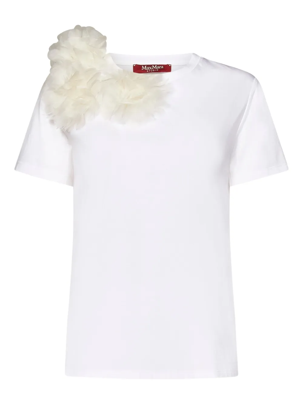Max Mara floral-appliqué T-shirt - ホワイト Max Mara floral-appliqué T-shirt - ホワイト